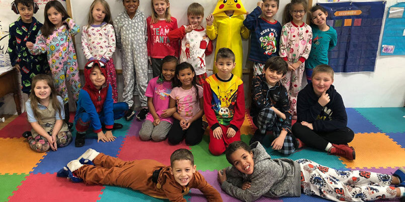 BCMA student wearing pajamas from Nana's Pajamas