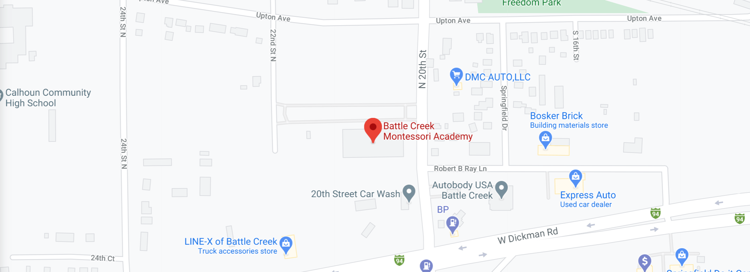 Google Map for Battle Creek Montessori Academy 399 N 20th St, Springfield, MI 49037