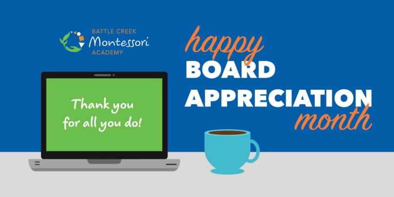 Web Graphic Design for Board Appreciation Month at Battle Creek Montessori Academy
